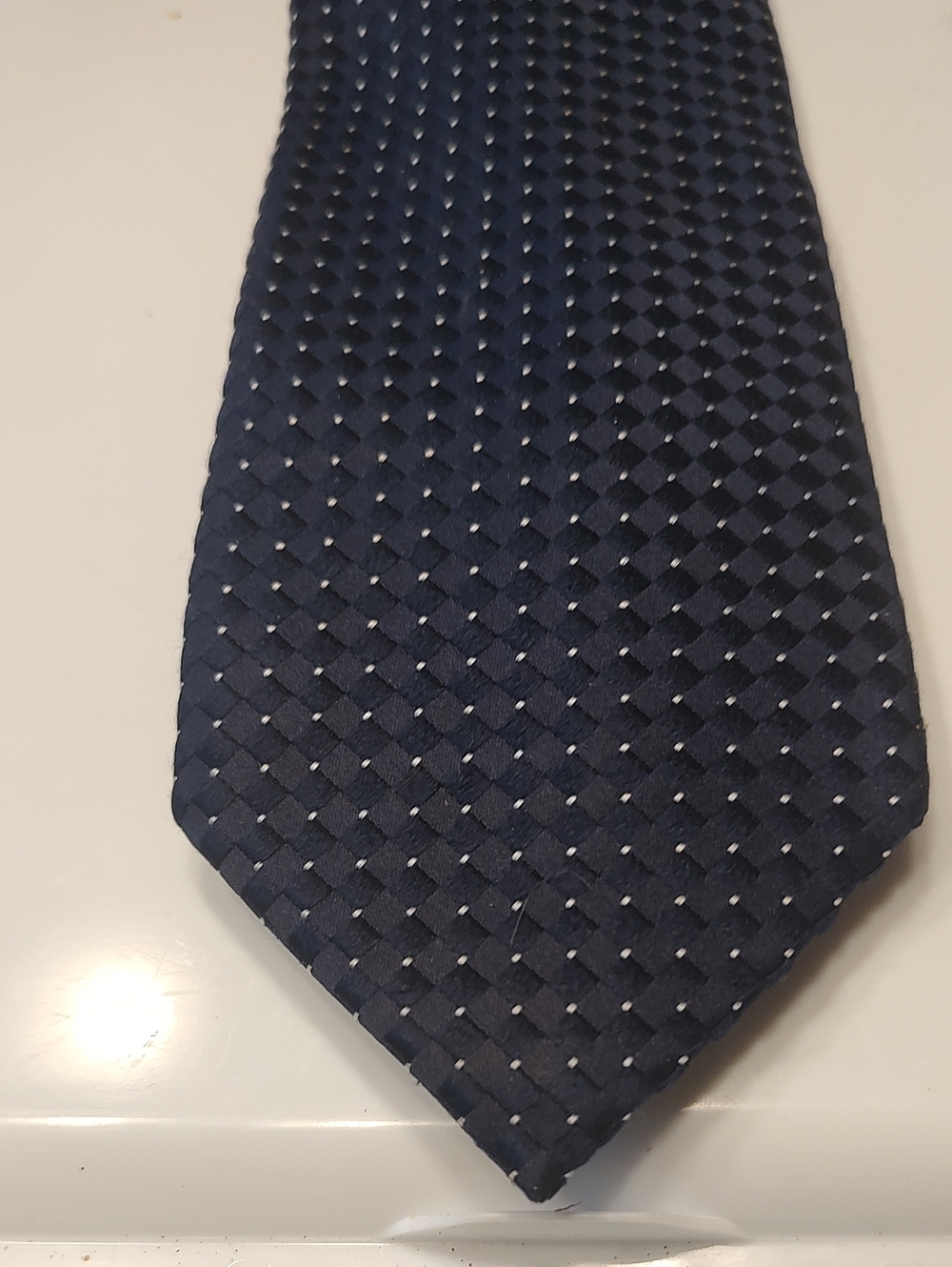 Donald J Trump Signature Collection Checkered Navy Silk Tie